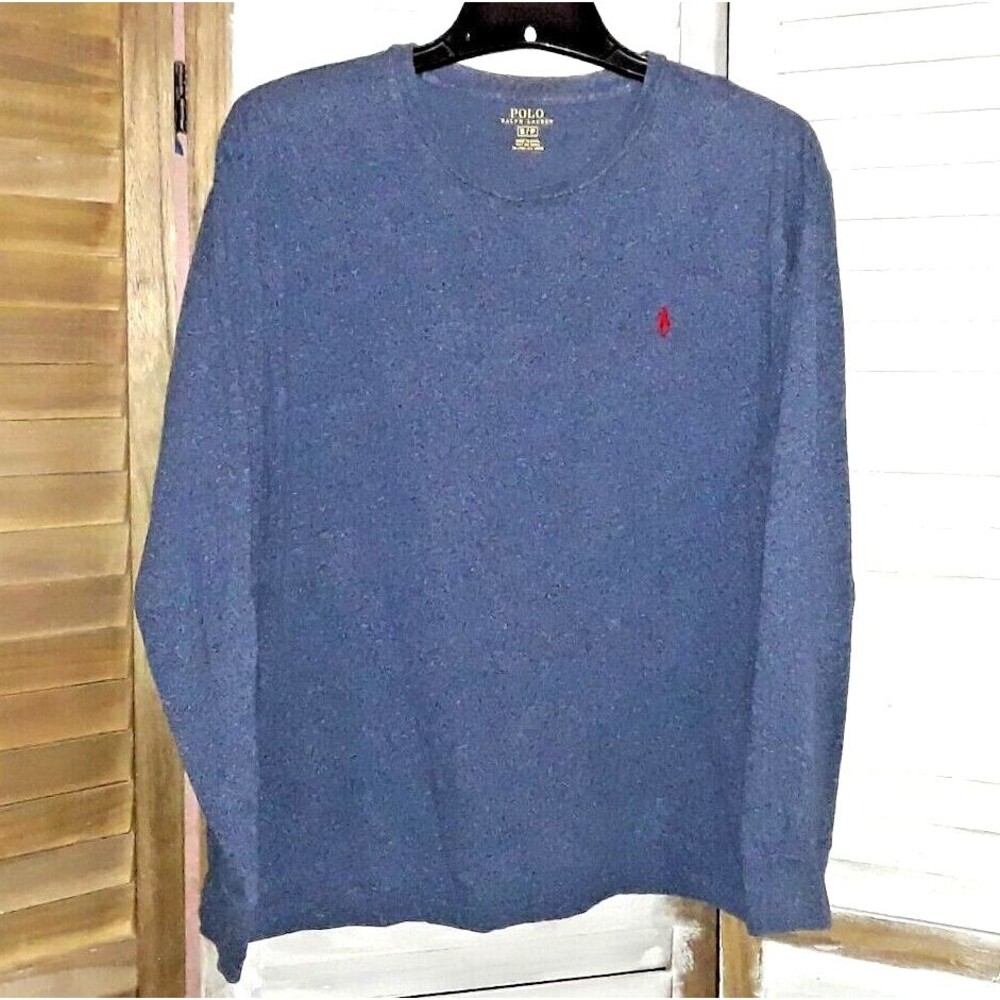 Polo Ralph Lauren Men's Shirt Size Small Red Pony Long Sleeve Heathered Blue